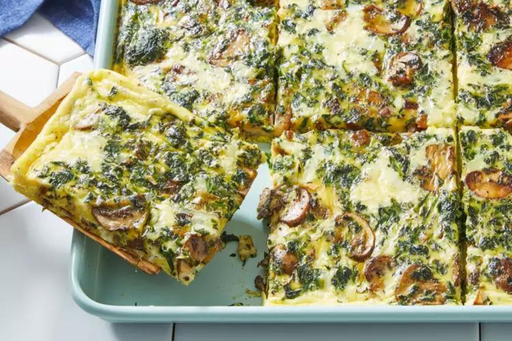 Easy Sheet-Pan Eggs with Mushrooms & Spinach Recipe » Touchstone